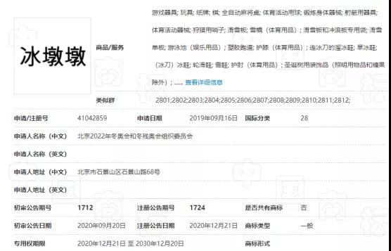 冰墩墩商标注册